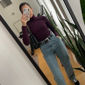 Zara Burgundy ribbed turtleneck